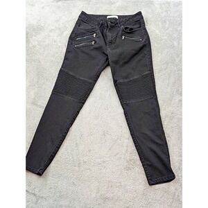 Zara Womens Black Z1975 Skinny Biker Jeans Dark Wash Denim Pockets Sz 12